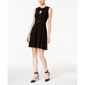 Calvin Klein Petite Belted Keyhole A Line Dress